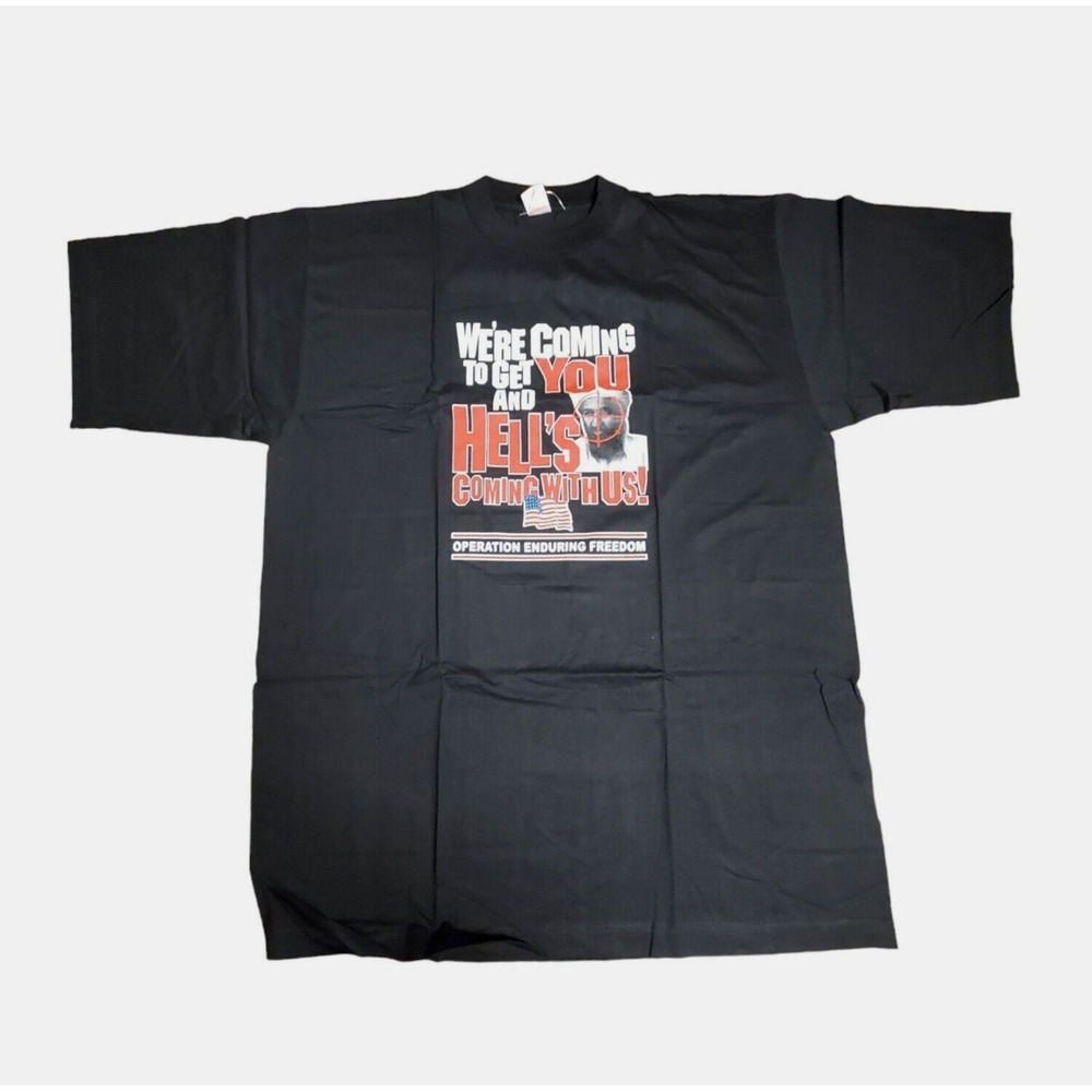 1990s Gulf War Vintage Hell's Operation Enduring Freedom Black T-Shirt 2XL